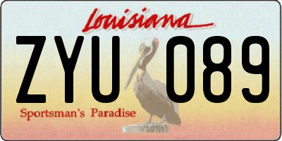 LA license plate ZYU089