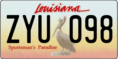 LA license plate ZYU098