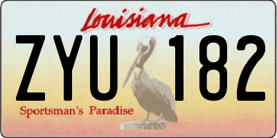 LA license plate ZYU182