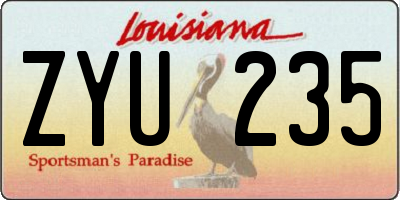 LA license plate ZYU235