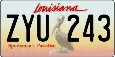 LA license plate ZYU243