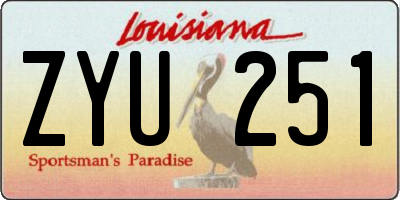 LA license plate ZYU251