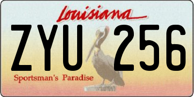 LA license plate ZYU256