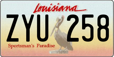 LA license plate ZYU258
