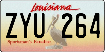 LA license plate ZYU264