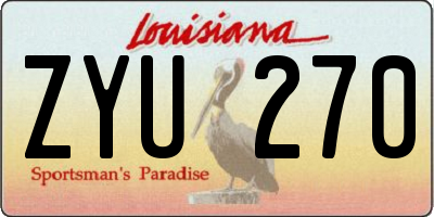 LA license plate ZYU270