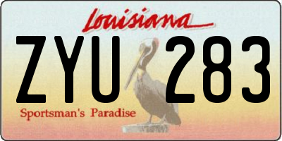 LA license plate ZYU283