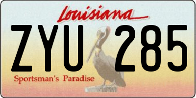 LA license plate ZYU285