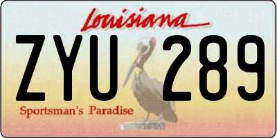 LA license plate ZYU289