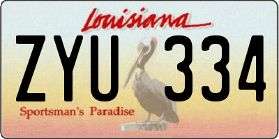 LA license plate ZYU334