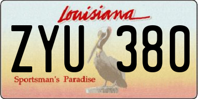 LA license plate ZYU380