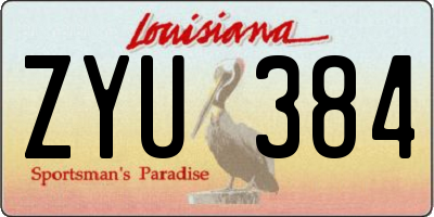 LA license plate ZYU384