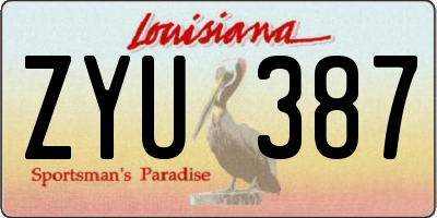 LA license plate ZYU387