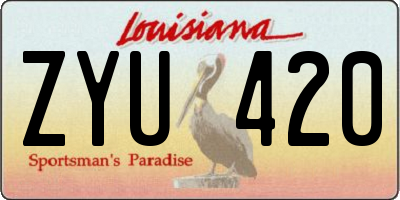 LA license plate ZYU420