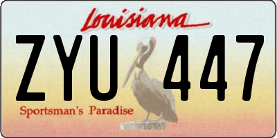 LA license plate ZYU447