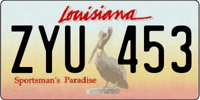LA license plate ZYU453