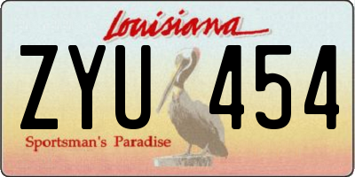 LA license plate ZYU454