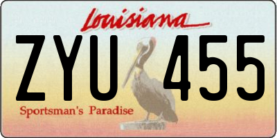 LA license plate ZYU455