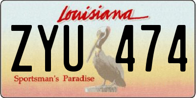 LA license plate ZYU474