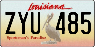 LA license plate ZYU485