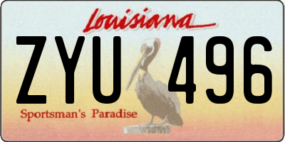 LA license plate ZYU496