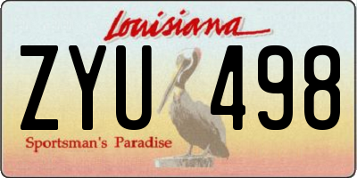 LA license plate ZYU498