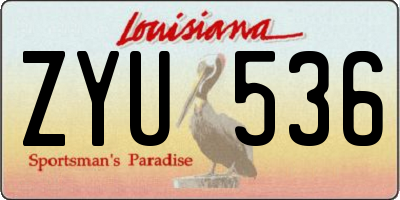 LA license plate ZYU536