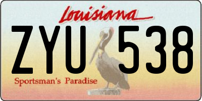 LA license plate ZYU538