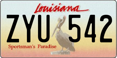 LA license plate ZYU542