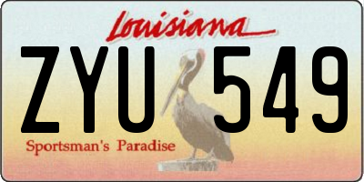 LA license plate ZYU549