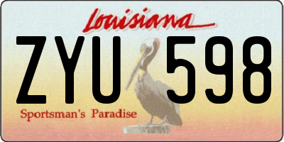 LA license plate ZYU598