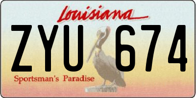 LA license plate ZYU674