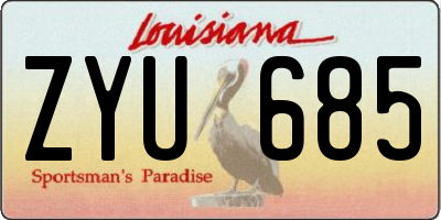 LA license plate ZYU685