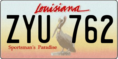 LA license plate ZYU762