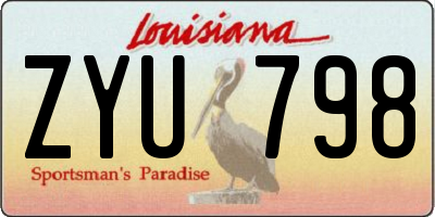 LA license plate ZYU798