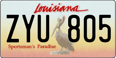 LA license plate ZYU805