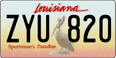 LA license plate ZYU820