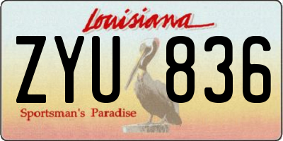 LA license plate ZYU836