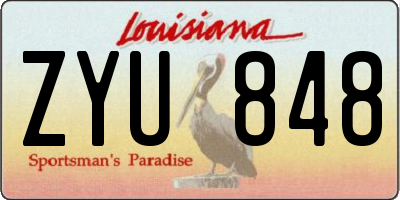 LA license plate ZYU848
