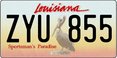 LA license plate ZYU855