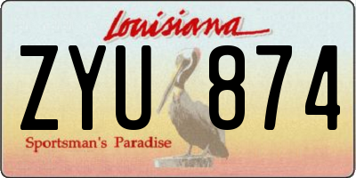 LA license plate ZYU874