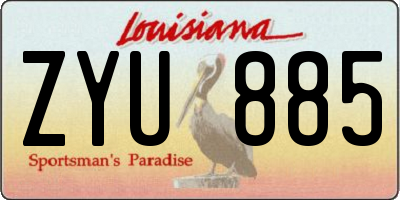 LA license plate ZYU885