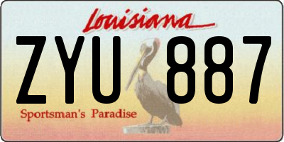 LA license plate ZYU887
