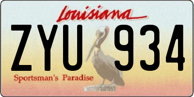 LA license plate ZYU934