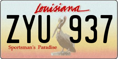 LA license plate ZYU937