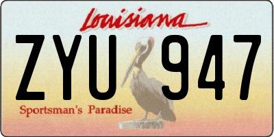 LA license plate ZYU947