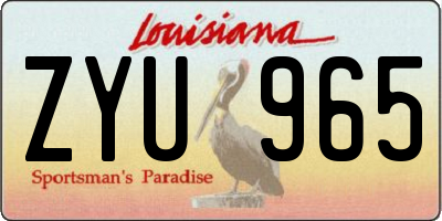 LA license plate ZYU965