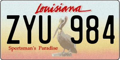 LA license plate ZYU984