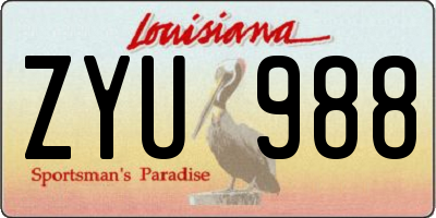 LA license plate ZYU988