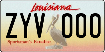 LA license plate ZYV000